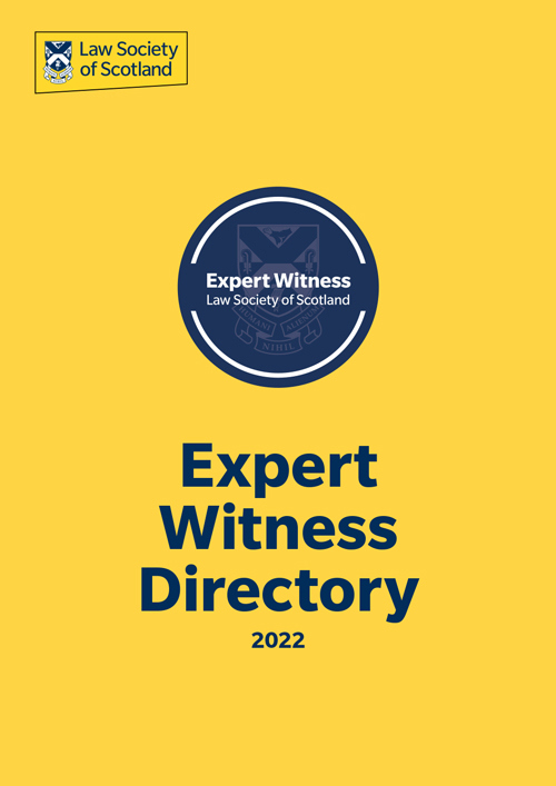 Cover, The Law Society of Scotland Expert Witness Directory 2022