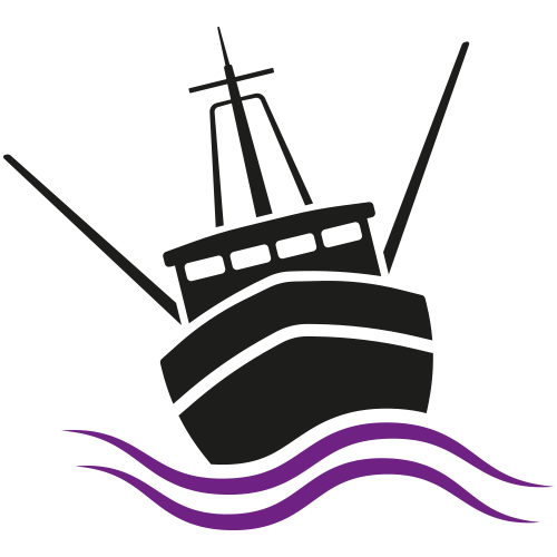 Illustration of a trawler rocking on large waves