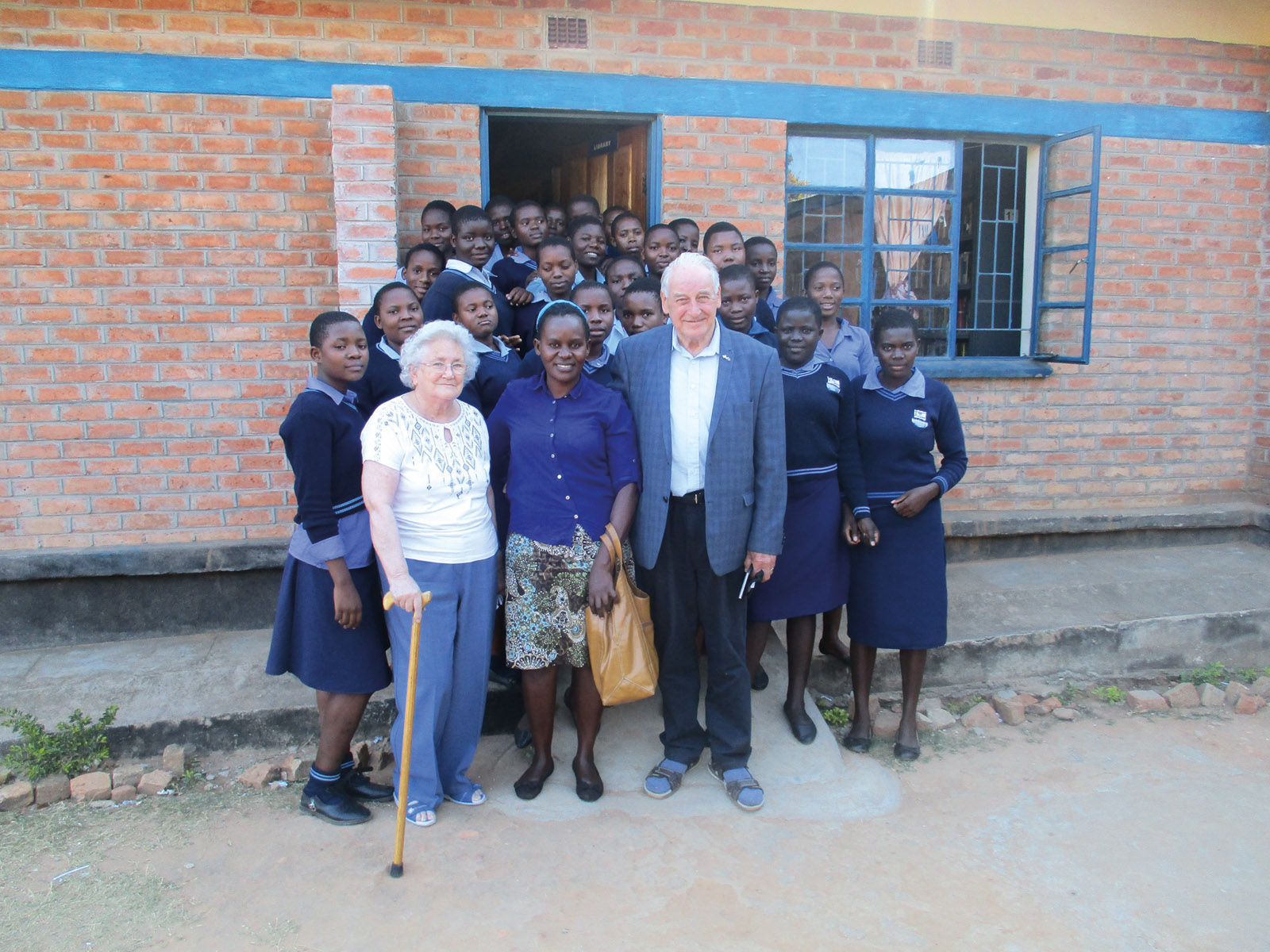 Alison and Colin Cameron with students supported by a fund set up in their name
