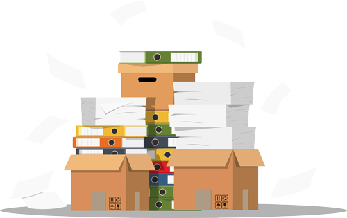 Illustration of piles of paperwork