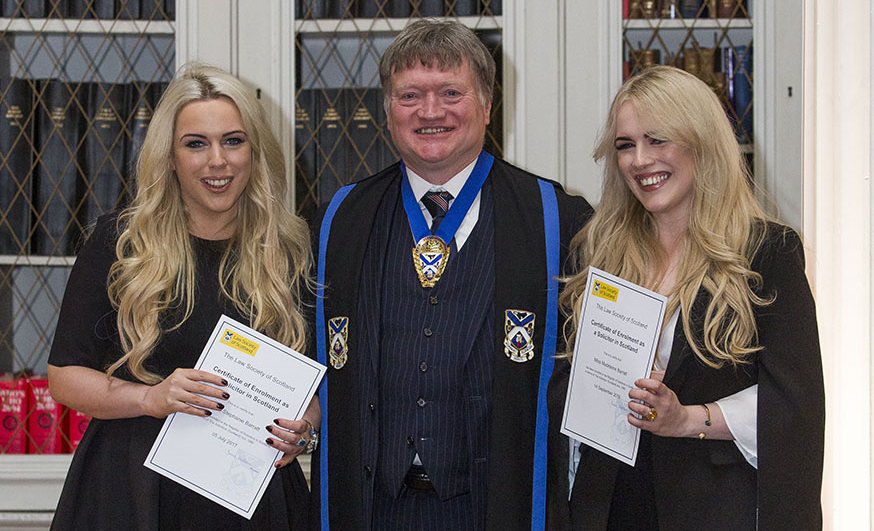 Stephanie and Madeleine Barratt with President Graham Matthews