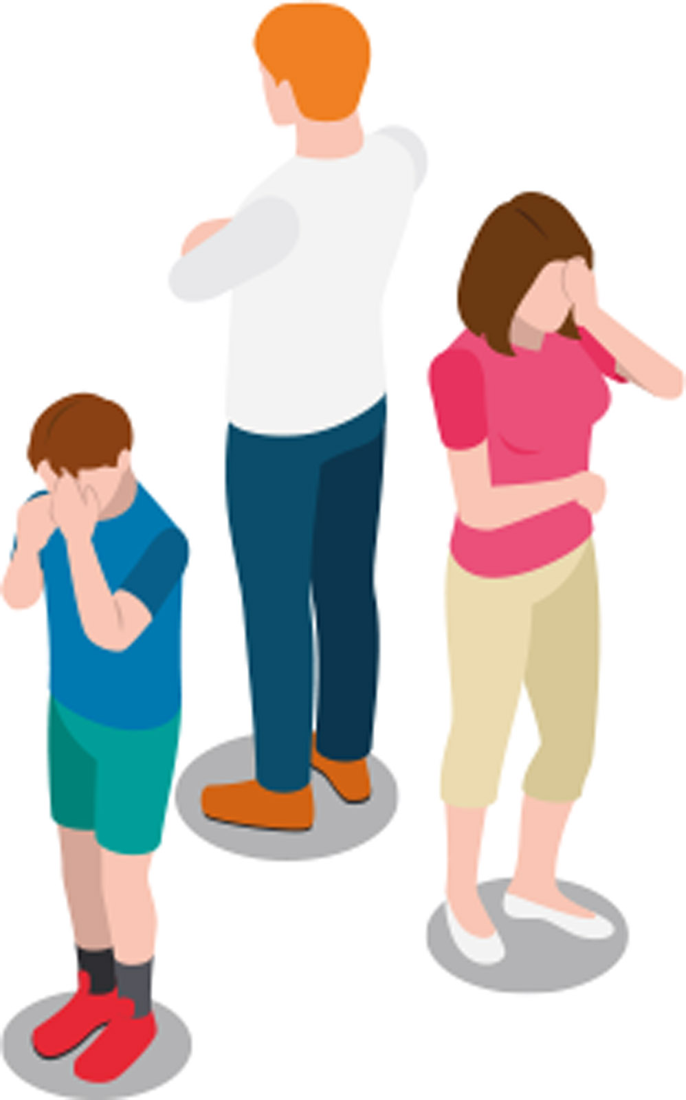 Upset family illustration